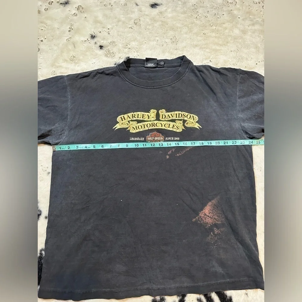 HARLEY-DAVIDSON Men’s Vintage Bleached Embroided Short Sleeve Tee Shirt Size XL